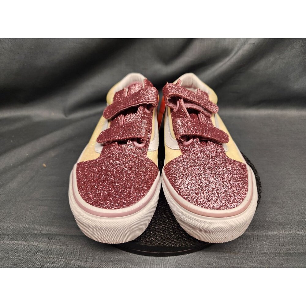 Vans Girls Old Skool V Sneakers Glitter Two-Tone Hook And Loop Size 3 NEW IN BOX - Picture 3 of 11